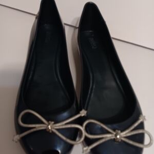 Melissa Blue Flats with Bow Detail